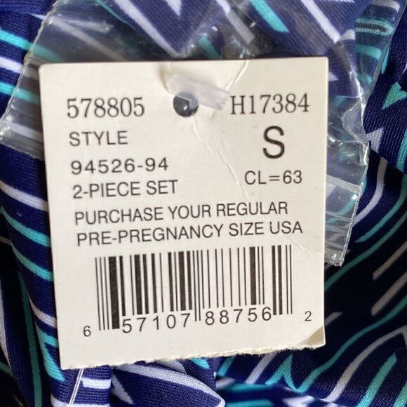 NWT Beach Bump Maternity Swim Tankini Top Blue Print Detachable Strap Size M - Picture 10 of 11